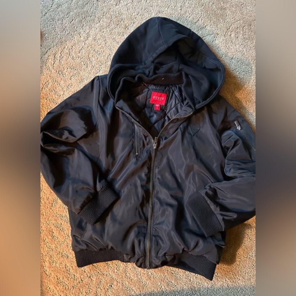 Guess Girls Sz 8 Black Bomber Jacket